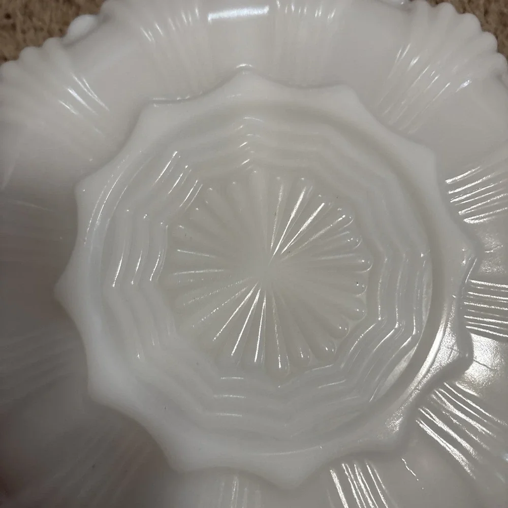 Vintage 3 Section White Milk Glass Serving Plate Relish Dish Tray Gold Trim 10